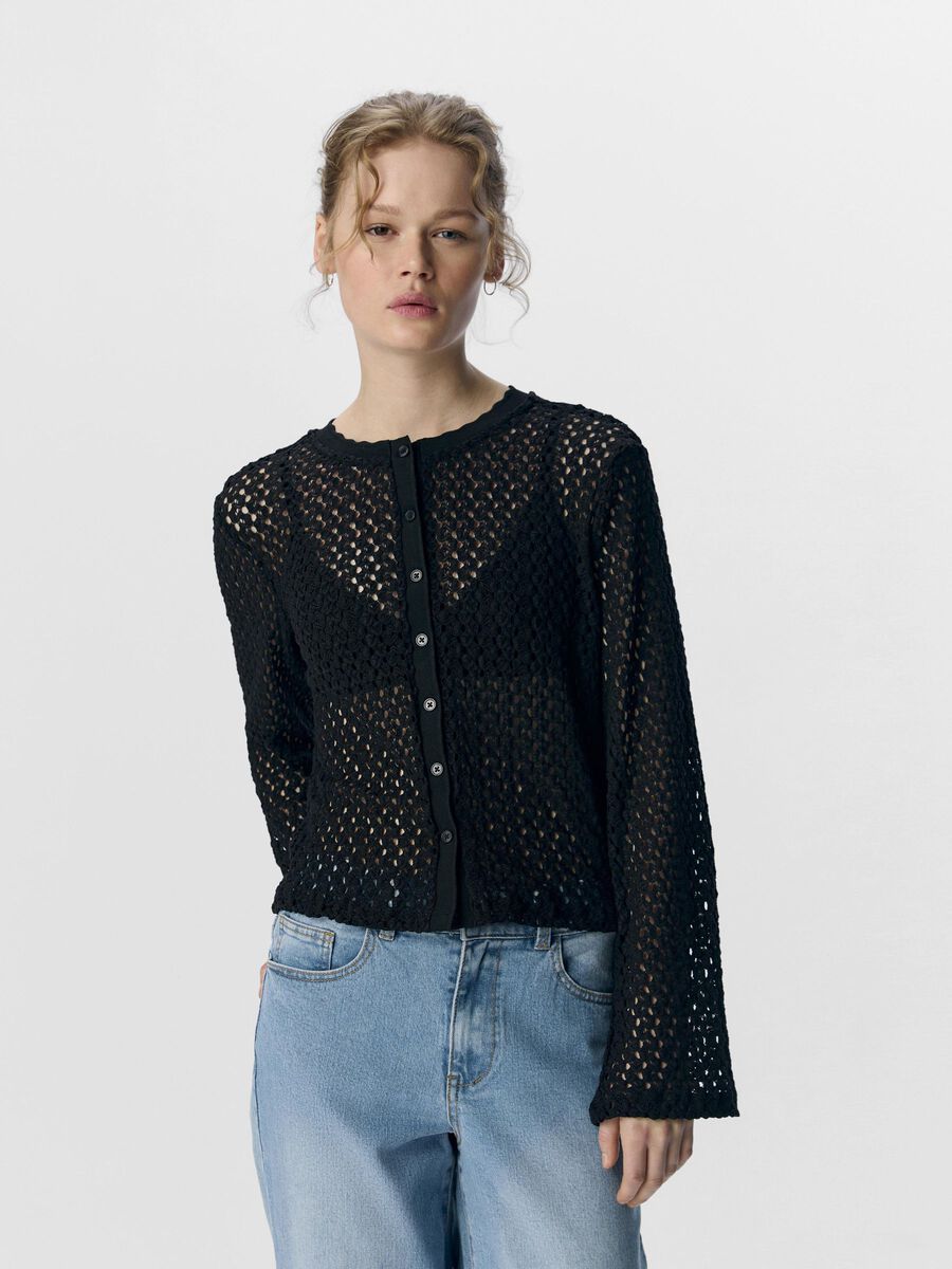 OBJECT KNITTED CARDIGAN, Black, highres - 23045023_Black_003.jpg