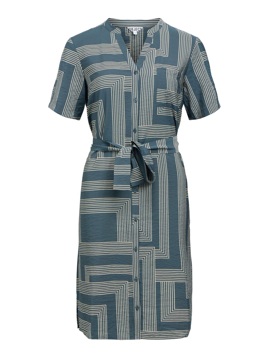 Product carousel image - PRINTED SHIRT DRESS, Dark Slate | 1