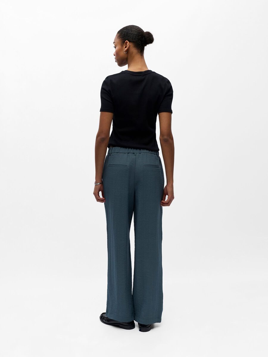Product carousel image - MID WAIST WIDE-LEG TROUSERS, Dark Slate | 2