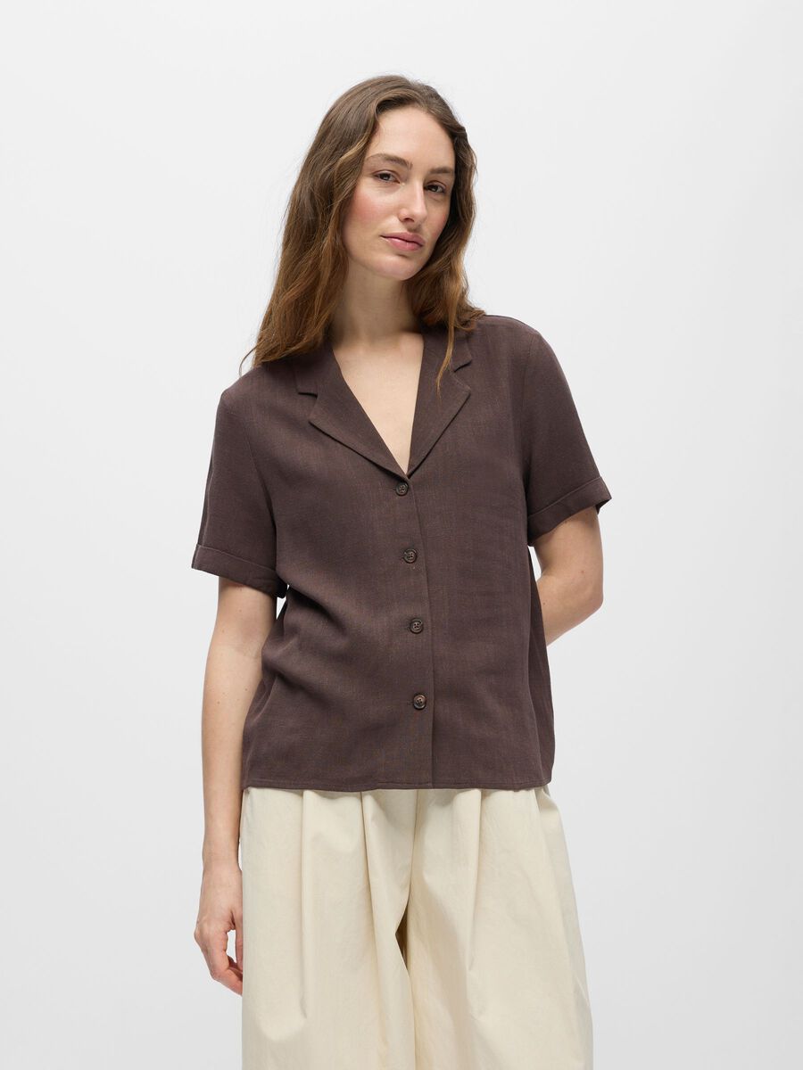 Product carousel image - LINEN SHIRT, Seal Brown | 1