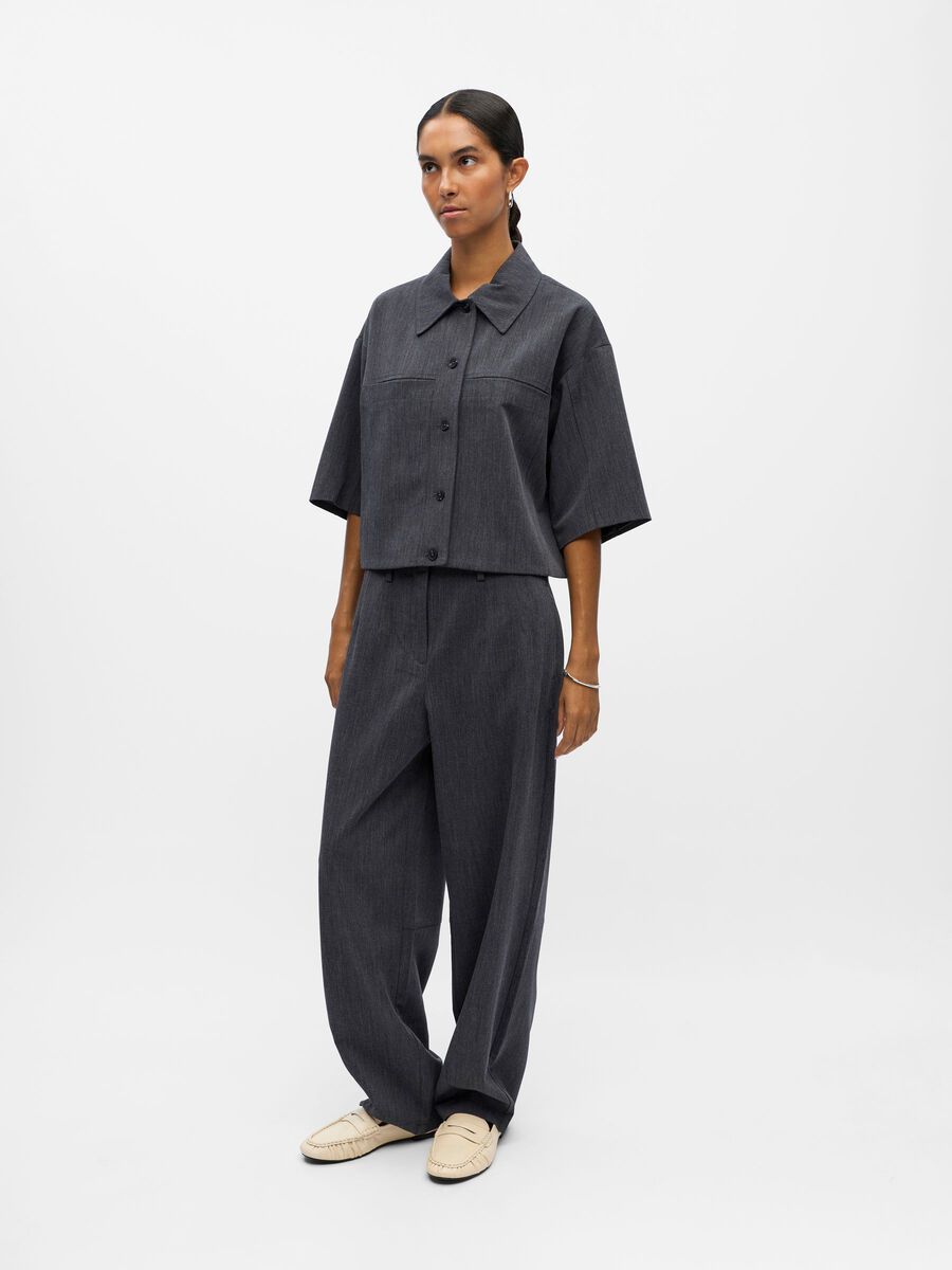 Product carousel image - BARREL FIT BYXOR, Dark Grey Melange | 1