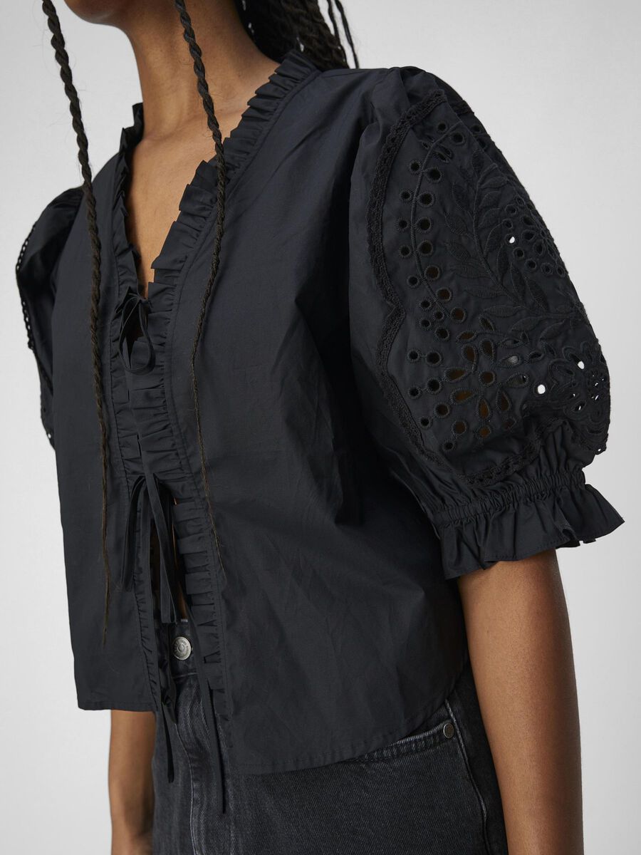 OBJECT EN BRODERIE ANGLAISE TOP, Black, highres - 23044144_Black_003.jpg