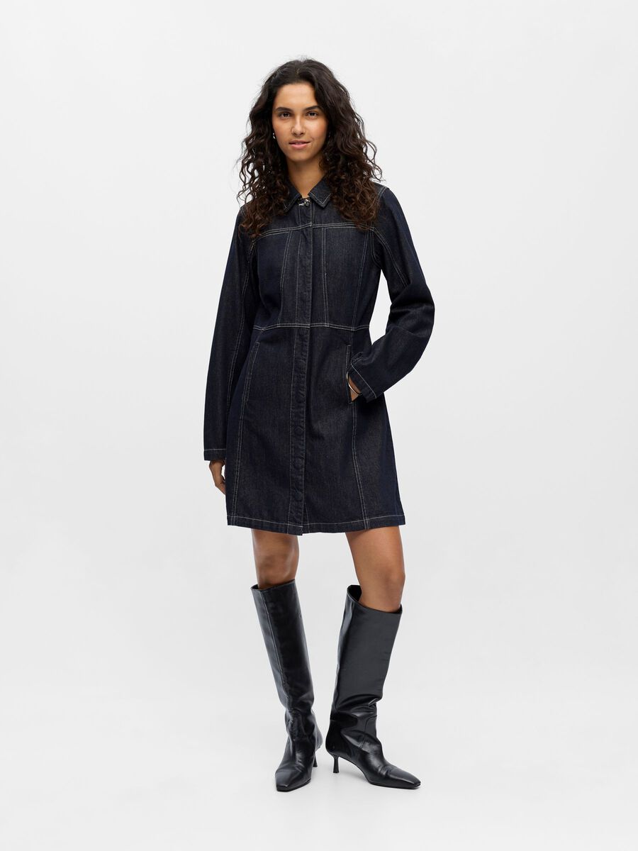 Product carousel image - DENIM MINI DRESS, Dark Blue Denim | 6