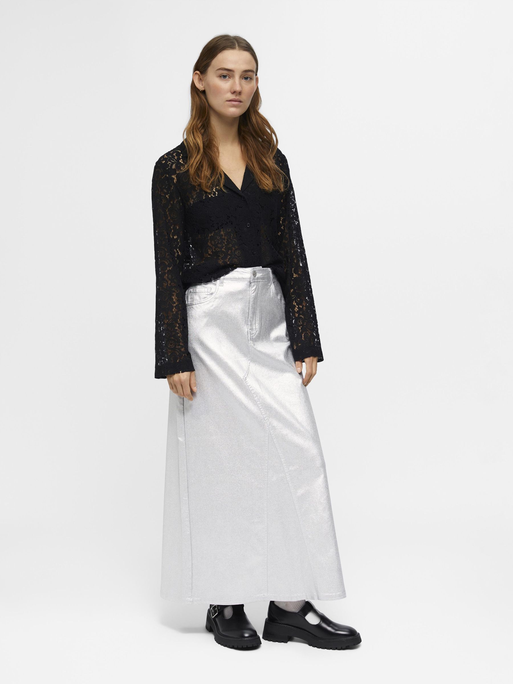 Silver top colour skirt