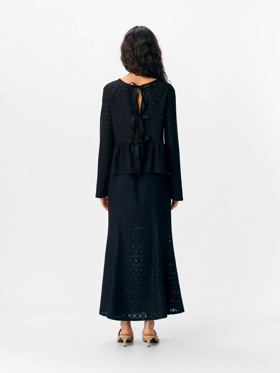 OBJECT BRODERIE MAXI SKIRT, Black, highres - 23047463_Black_004.jpg