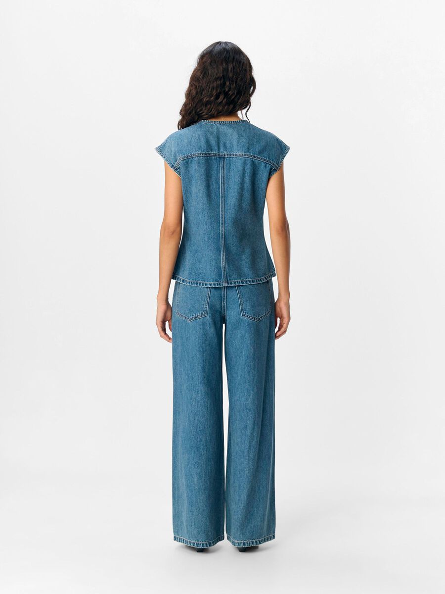OBJECT FITTED DENIM VEST, Medium Blue Denim, highres - 23047246_MediumBlueDenim_004.jpg
