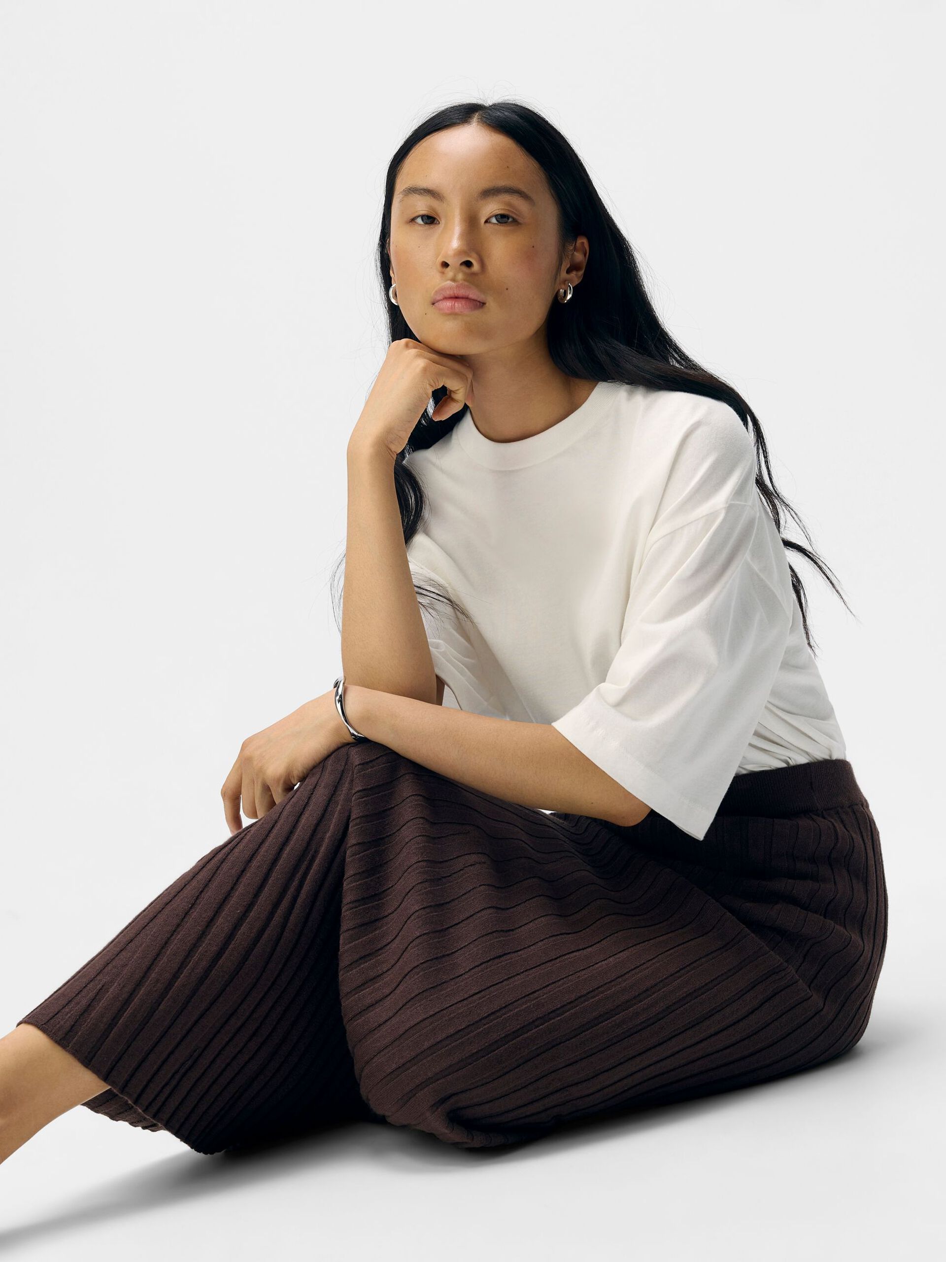 Carousel image - LONG KNITTED SKIRT, Seal Brown | 6