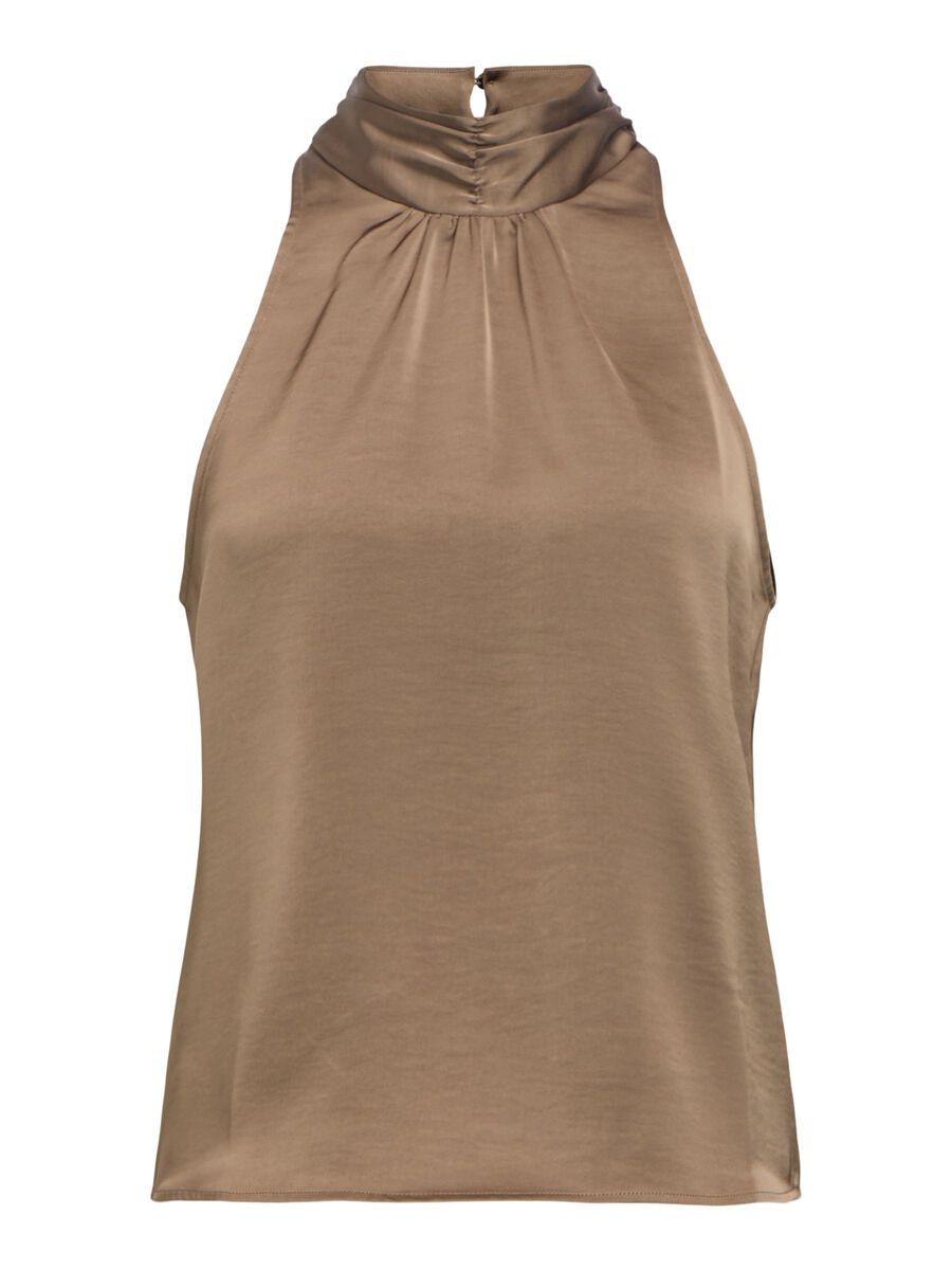 Product carousel image - SATIN HALTERNECK TOP, Morel | 2