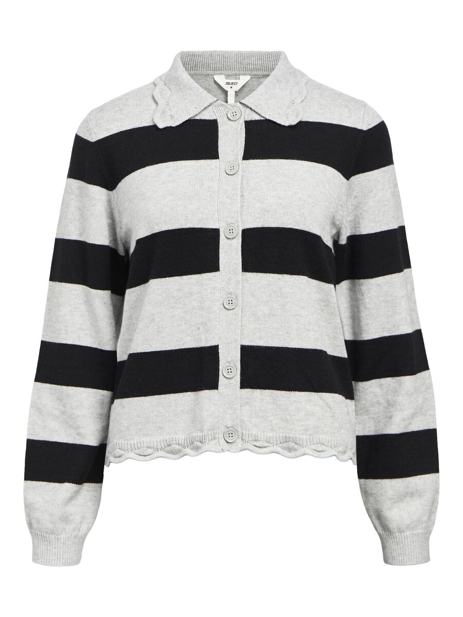OBJECT GESTREIFTER STRICKJACKE, Light Grey Melange, highres - 23046729_LightGreyMelange_1192331_001.jpg