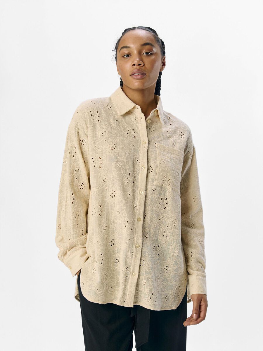 OBJECT BRODERIE ANGLAISE SHIRT, Sandshell, highres - 23045986_Sandshell_003.jpg
