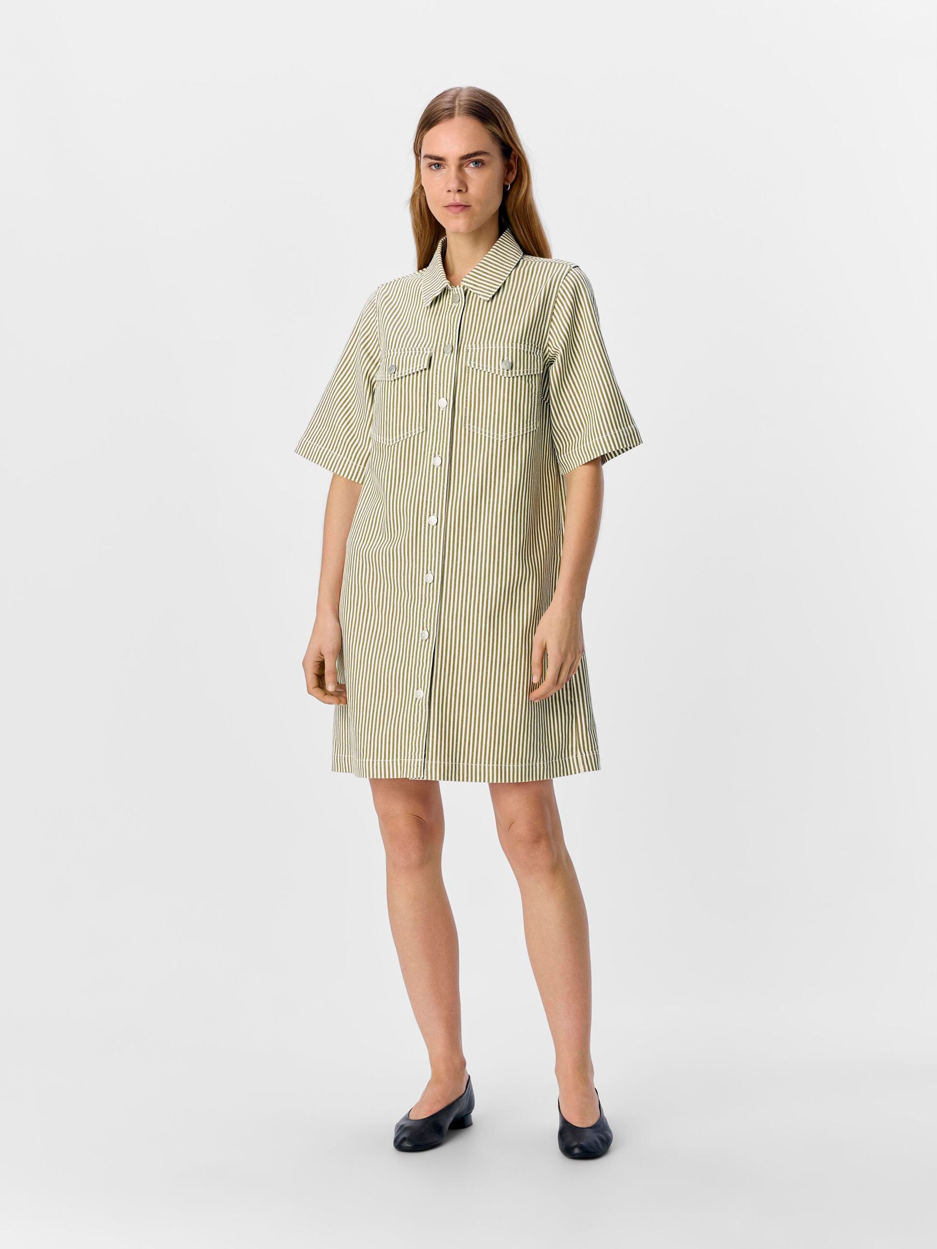 Carousel image - STRIPED DENIM DRESS, Cloud Dancer | 4