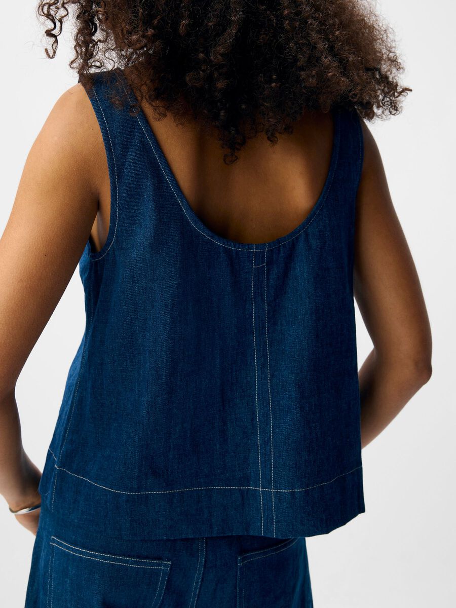 Product carousel image - DENIM TOP, Dark Medium Blue Denim | 3