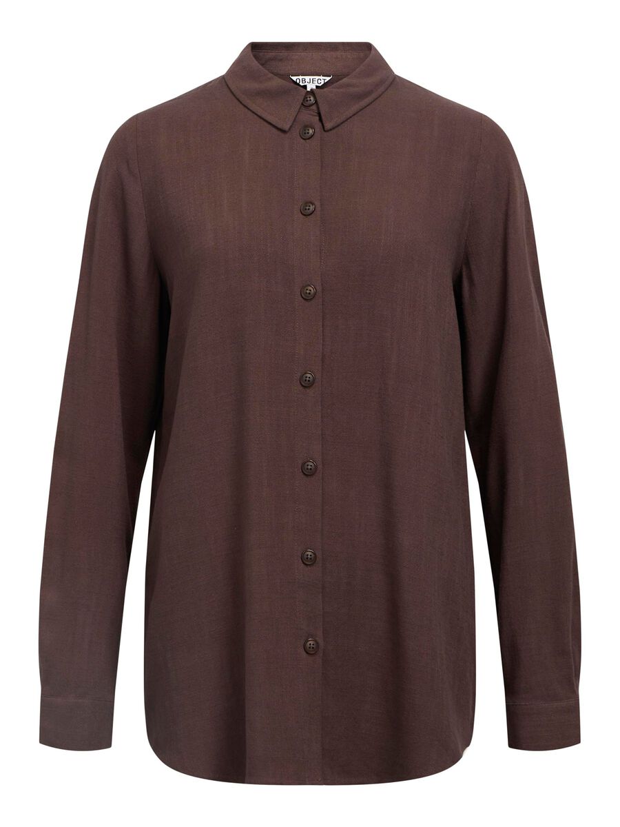 Carousel image - LEINENMIX HEMD, Seal Brown | 1