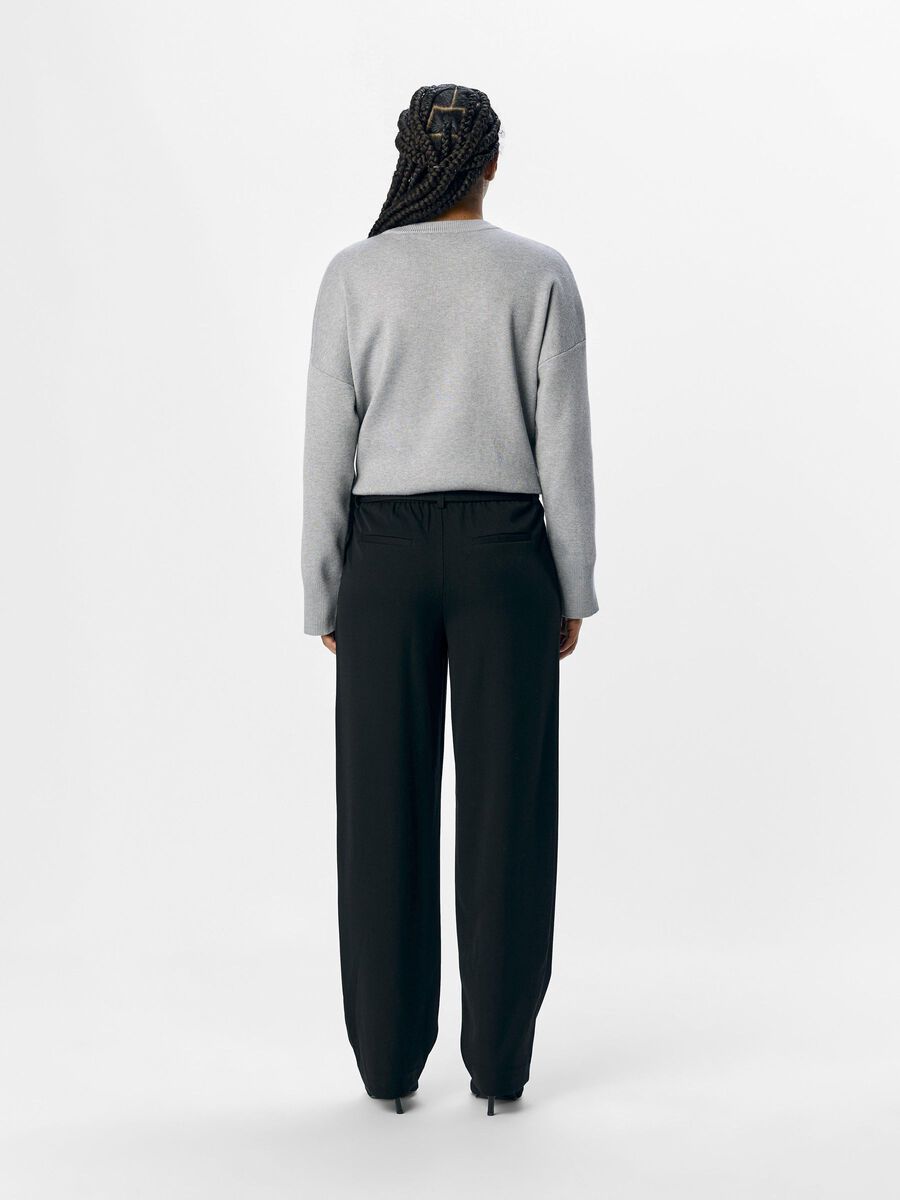 OBJECT VOORKANT MET STRIKSLUITING RECHTE BROEK, Black, highres - 23046298_Black_004.jpg