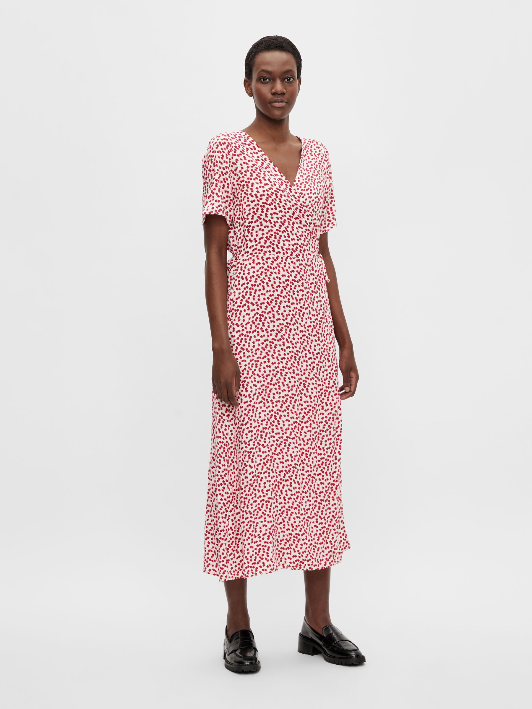Cloud print ruffled wrap dress clearance