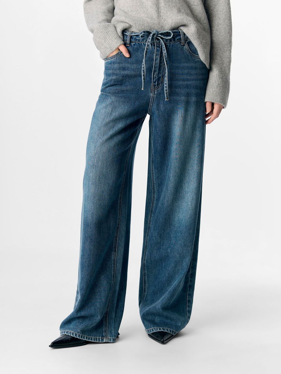 OBJECT TIE-WAIST WIDE LEG JEANS, Medium Blue Denim, highres - 23046943_MediumBlueDenim_003.jpg