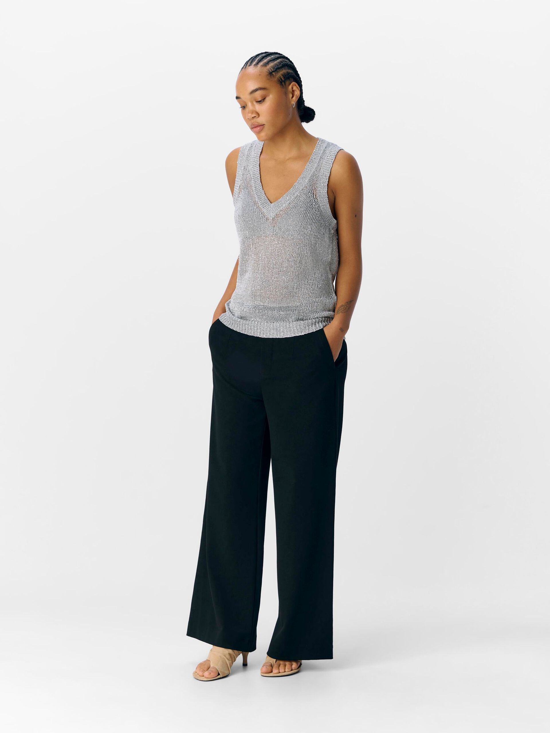 Carousel image - METALLIC KNITTED TOP, Silver | 4