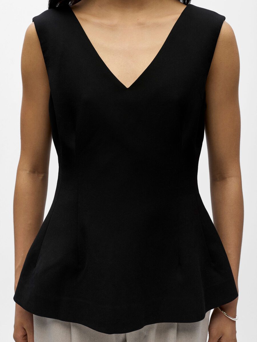 Carousel image - V-HALS PEPLUM TOP, Black | 5