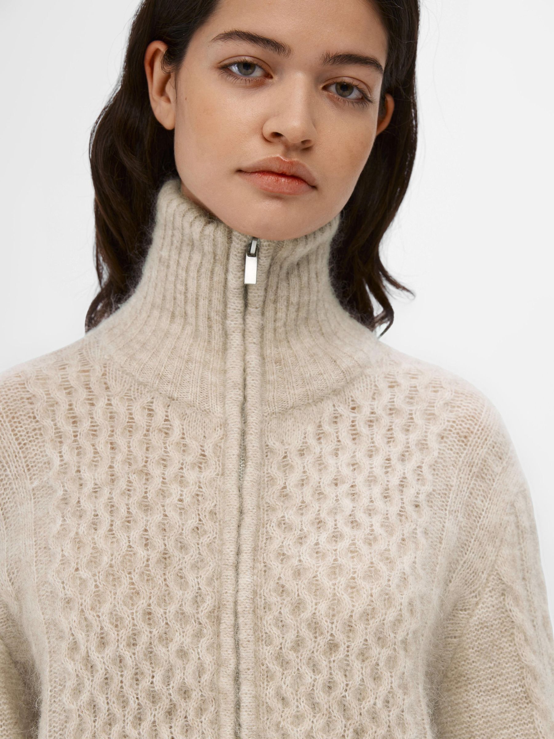HIGH NECK KNITTED CARDIGAN Beige .OBJECT CI Ireland