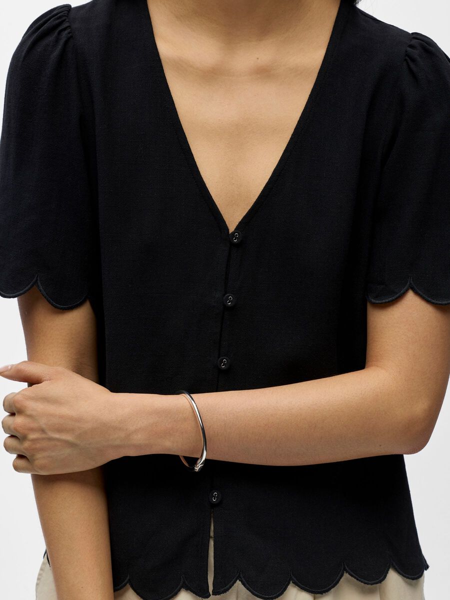 Carousel image - V-NECK BLOUSE, Black | 5