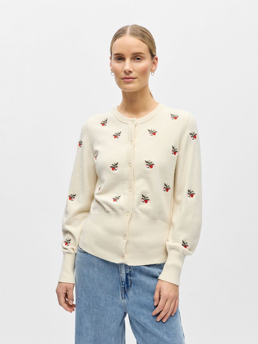 Product carousel image - EMBROIDERED CARDIGAN, Birch | 1