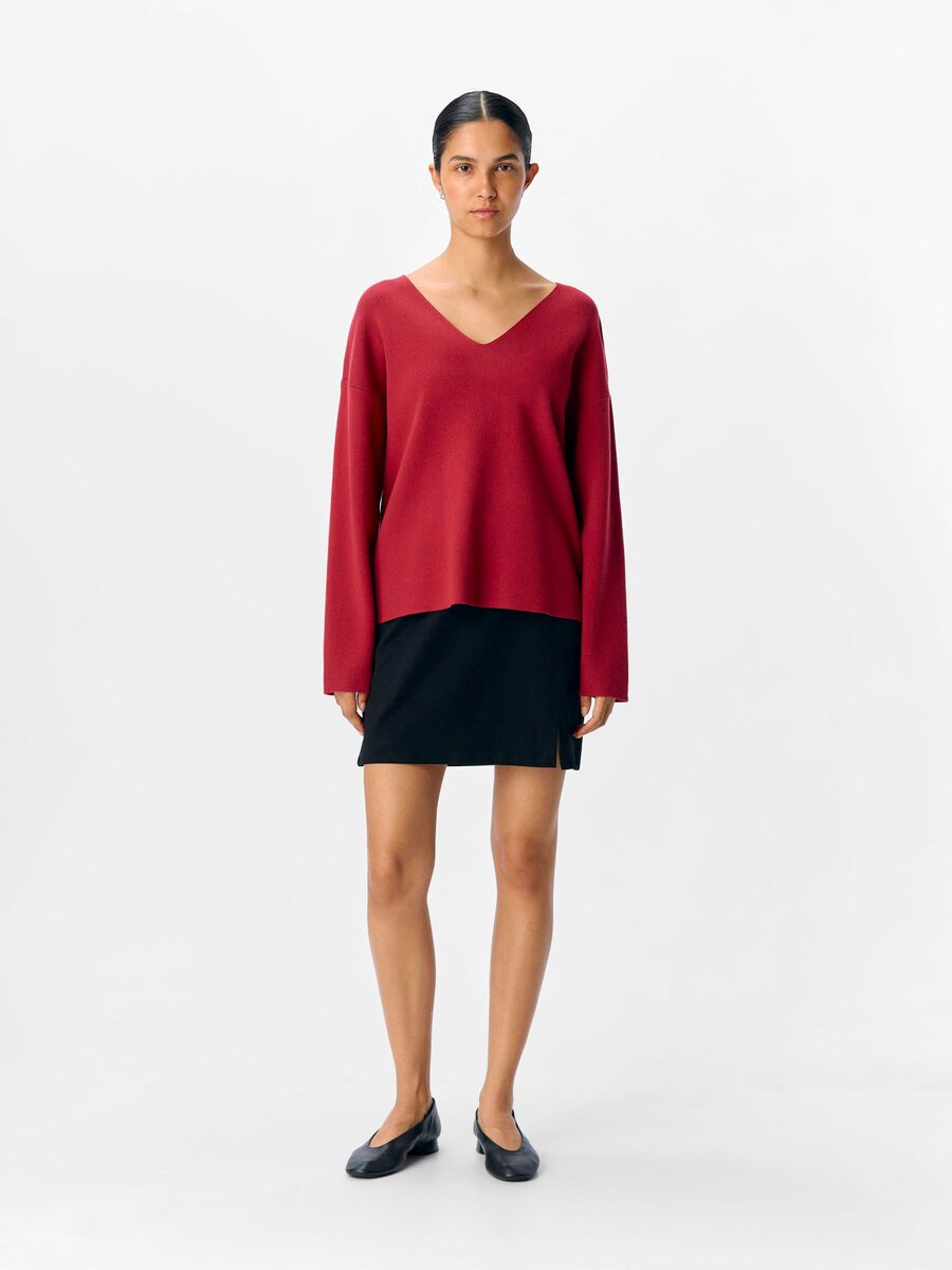 Carousel image - V-NECK KNITTED PULLOVER, Karanda Red | 4