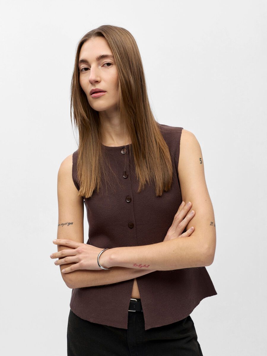 Carousel image - KNITTED VEST, Seal Brown | 6