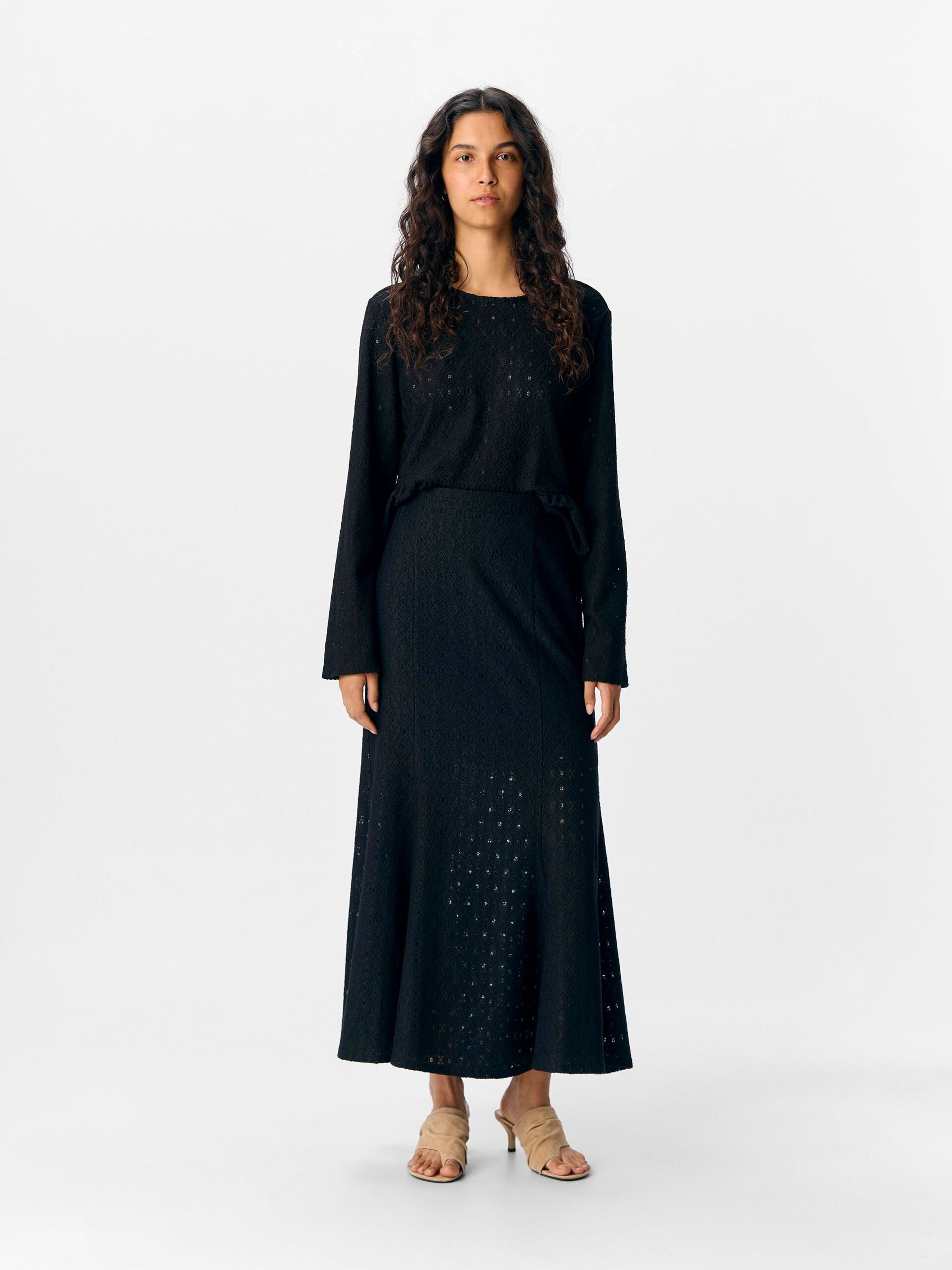 Carousel image - BRODERIE MAXI SKIRT, Black | 4