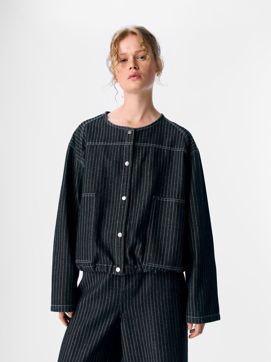 Carousel image - STRIPED SHIRT, Black Denim | 1