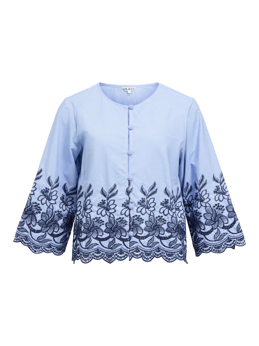 Carousel image - BESTICKTE CROPPED BLUSE, Winter Sky | 1