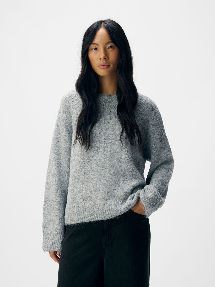Carousel image - KNITTED PULLOVER, Medium Grey Melange | 2
