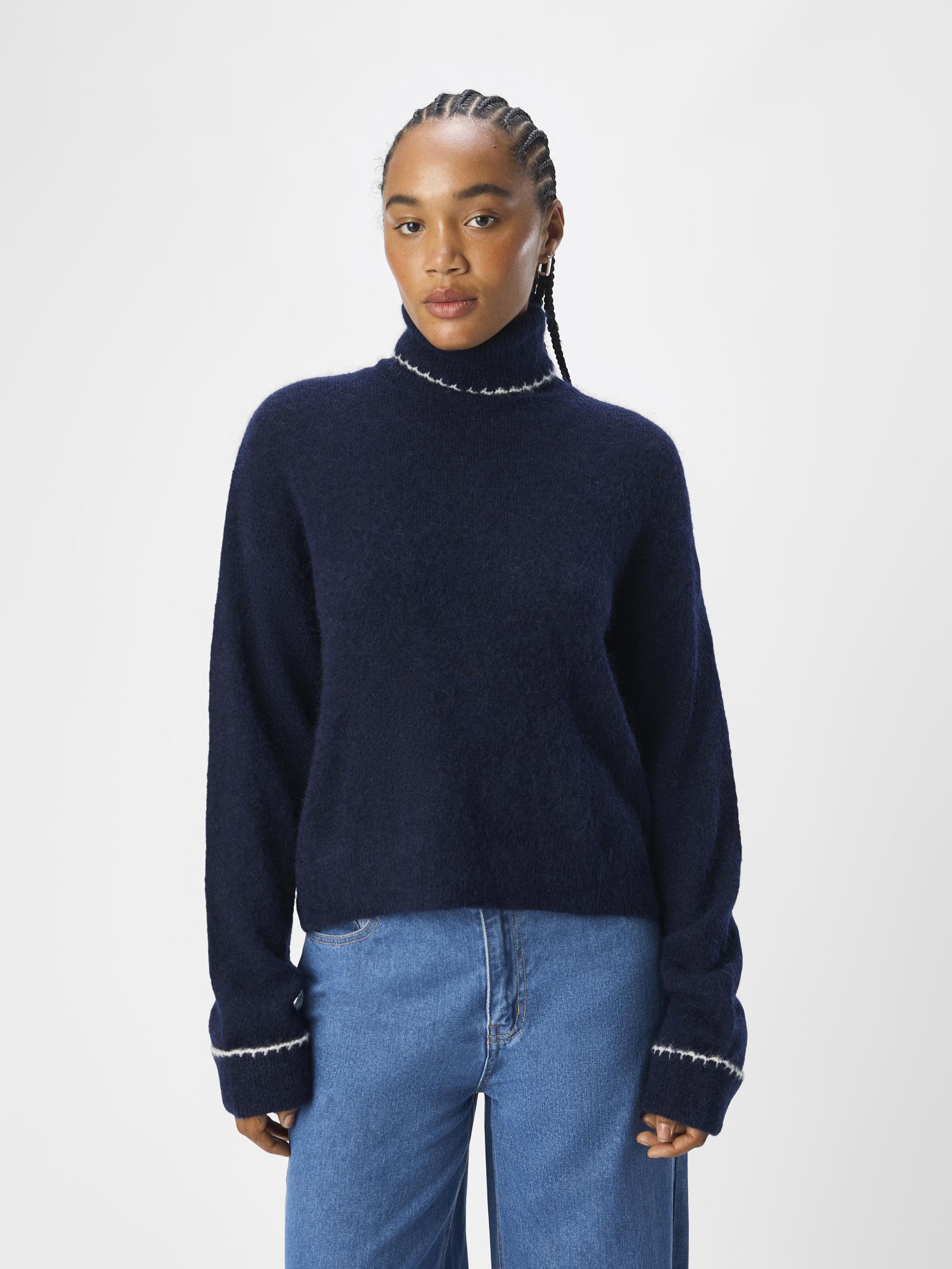 ROLL NECK PULLOVER Blue .OBJECT CI UK