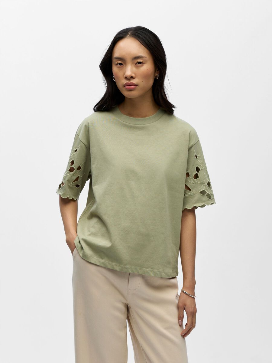 Product carousel image - EYELET SLEEVE T-SHIRT, Tea | 1