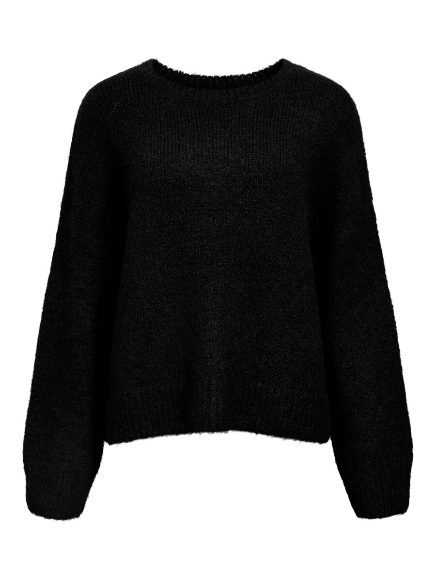 Carousel image - GERIPPTES PULLOVER, Black | 1