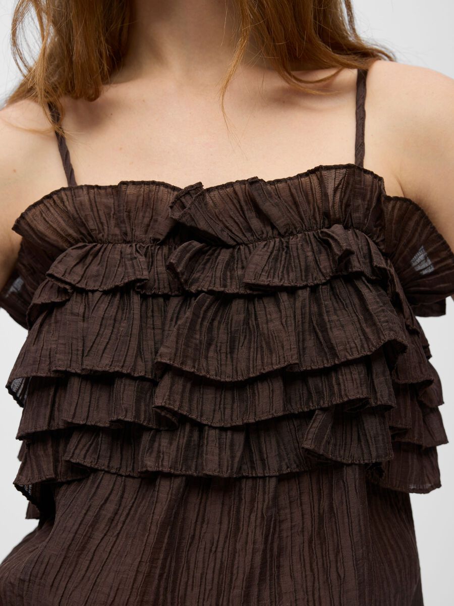 Carousel image - RUFFLED STRAP TOP, Seal Brown | 5