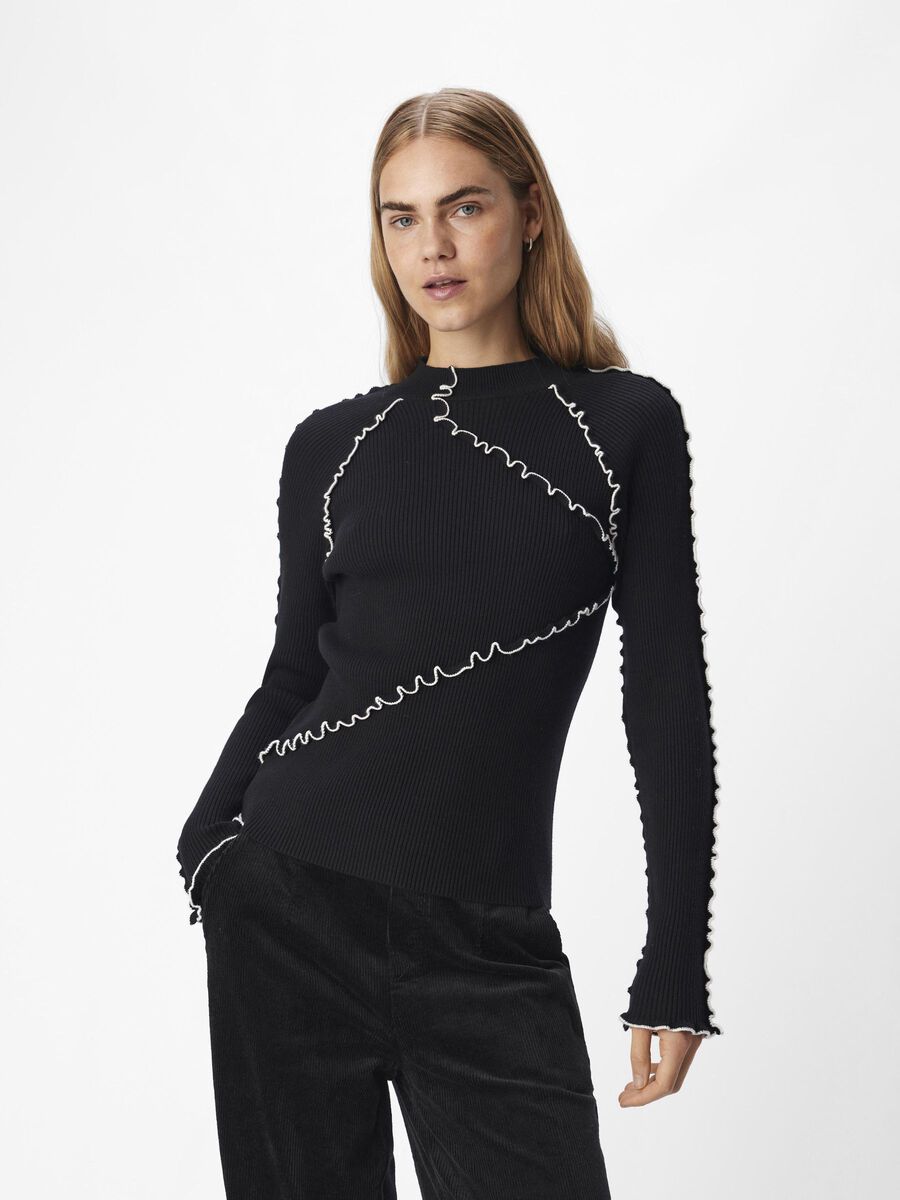 OBJECT STRICK PULLOVER, Black, highres - 23045410_Black_1147934_003.jpg