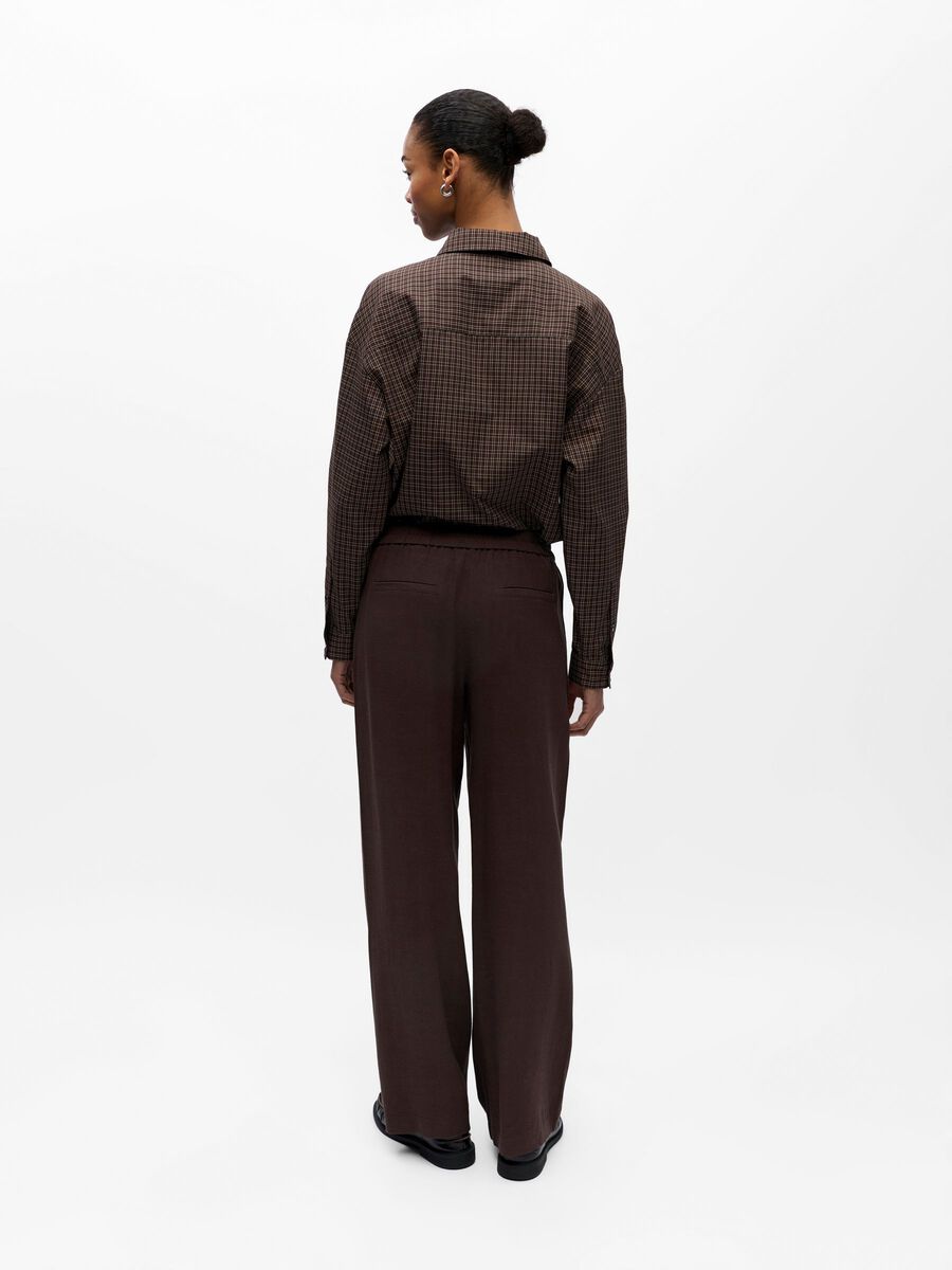 Product carousel image - LINEN WIDE-LEG TROUSERS, Seal Brown | 2