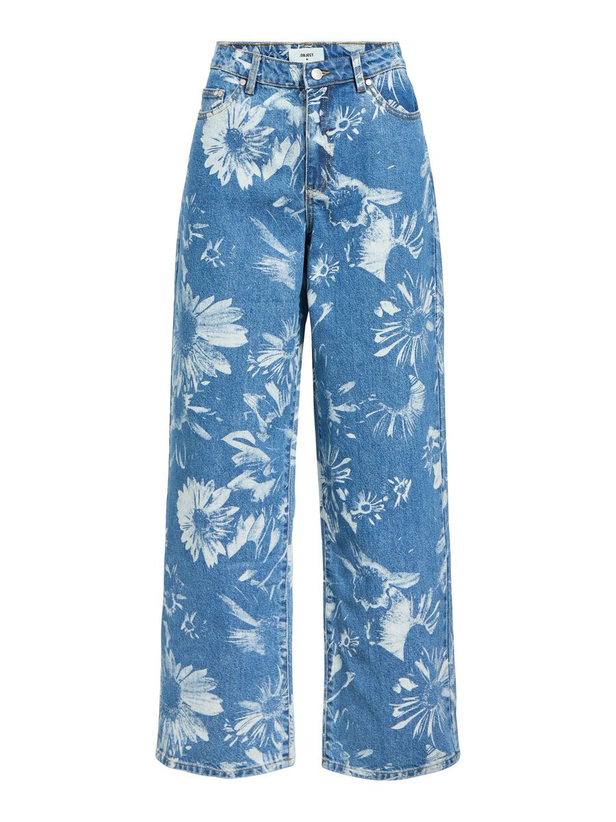 OBJECT PRINTED STRAIGHT FIT JEANS, Medium Blue Denim, highres - 23045959_MediumBlueDenim_001.jpg