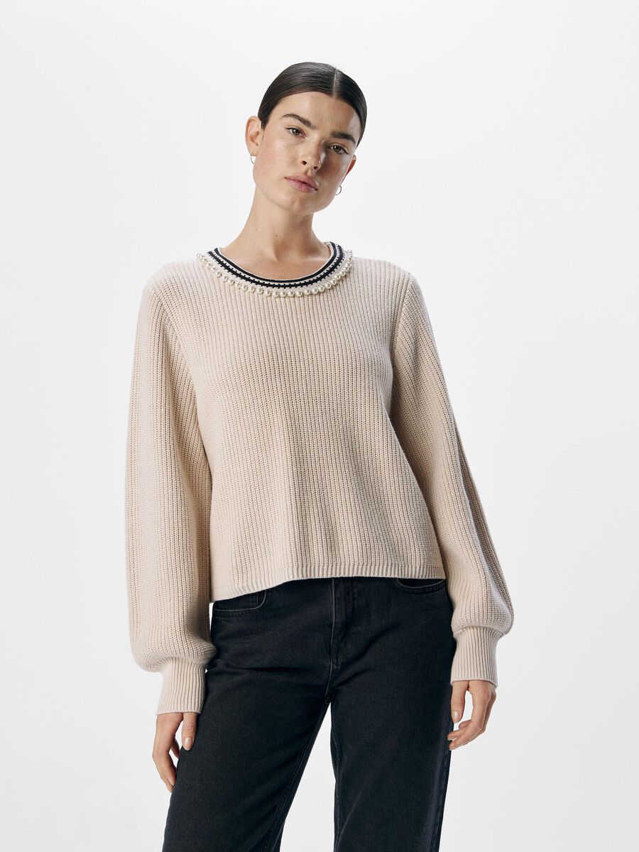 OBJECT RIBBED KNITTED PULLOVER, White Sand, highres - 23045461_WhiteSand_1148173_003.jpg