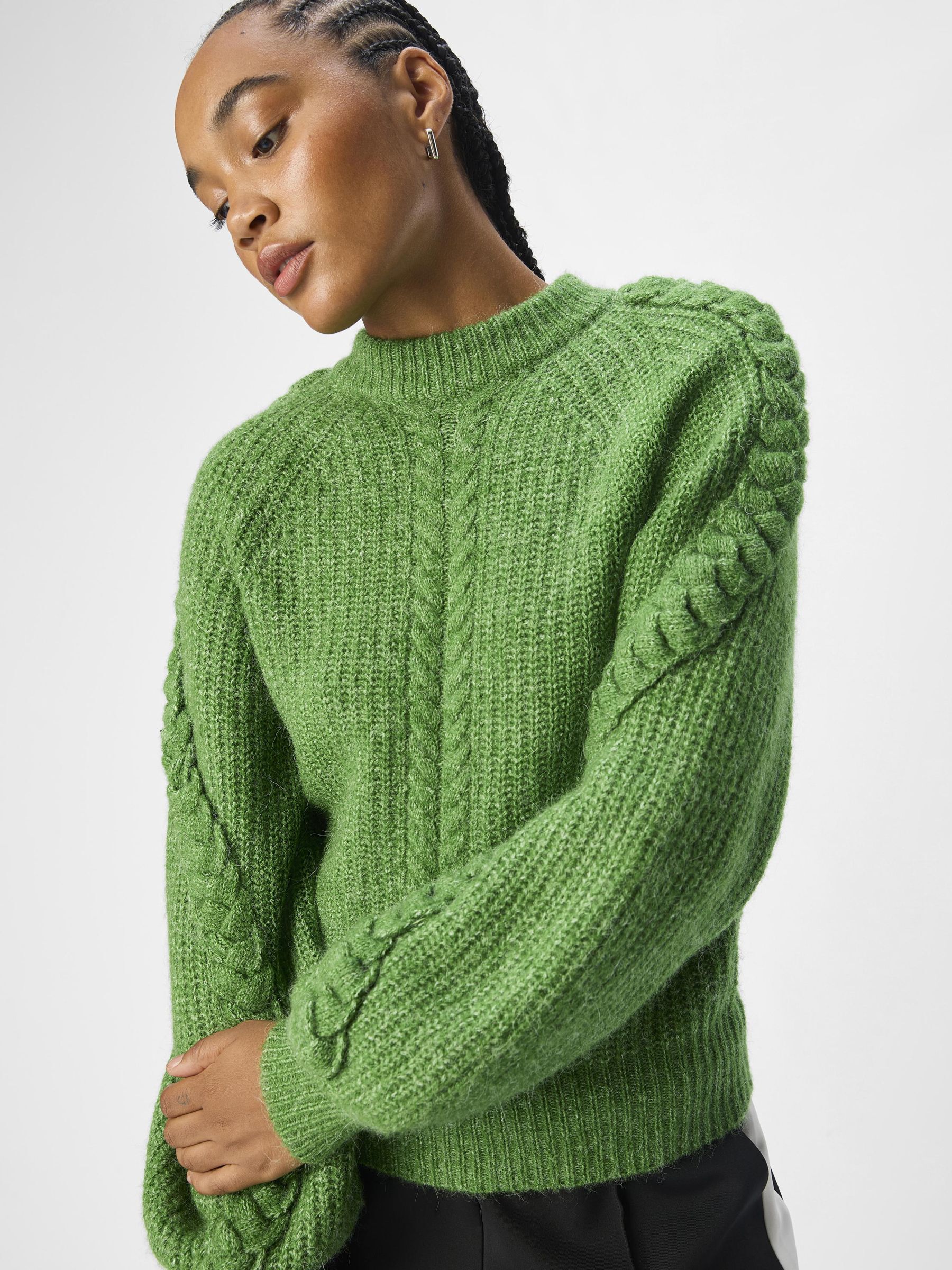 Green cable knit jumper deals