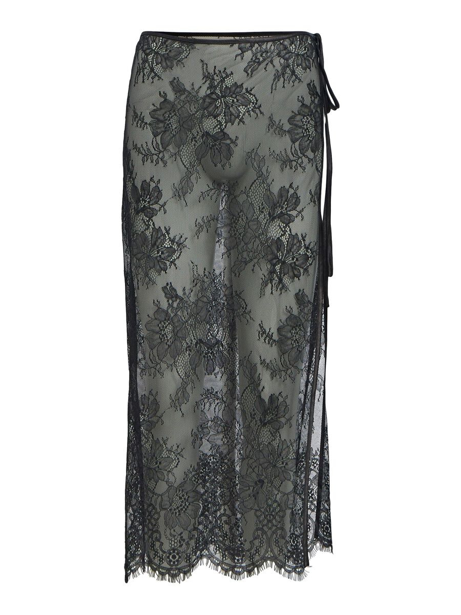 Product carousel image - LACE WRAP SKIRT, Black | 2