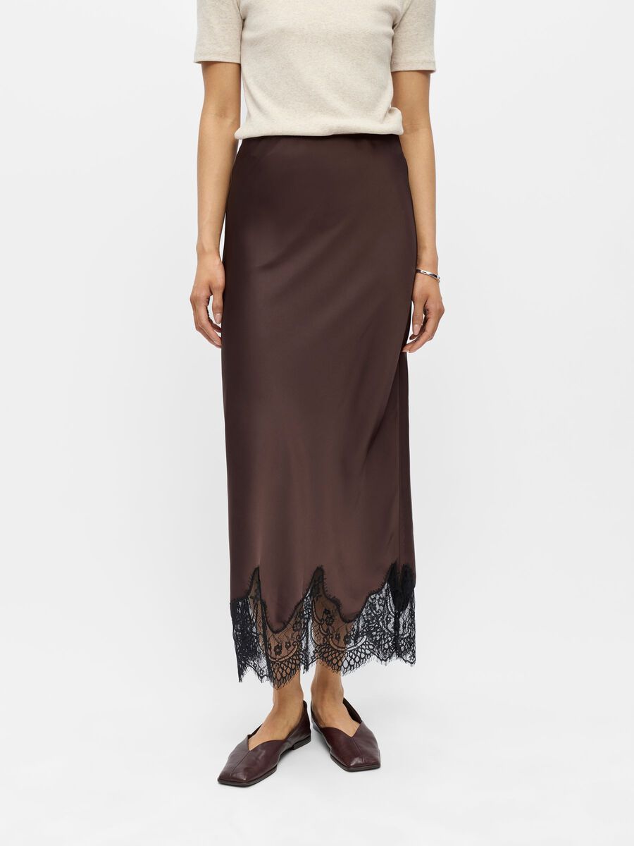 Product carousel image - LACE MAXI SKIRT, Seal Brown | 1