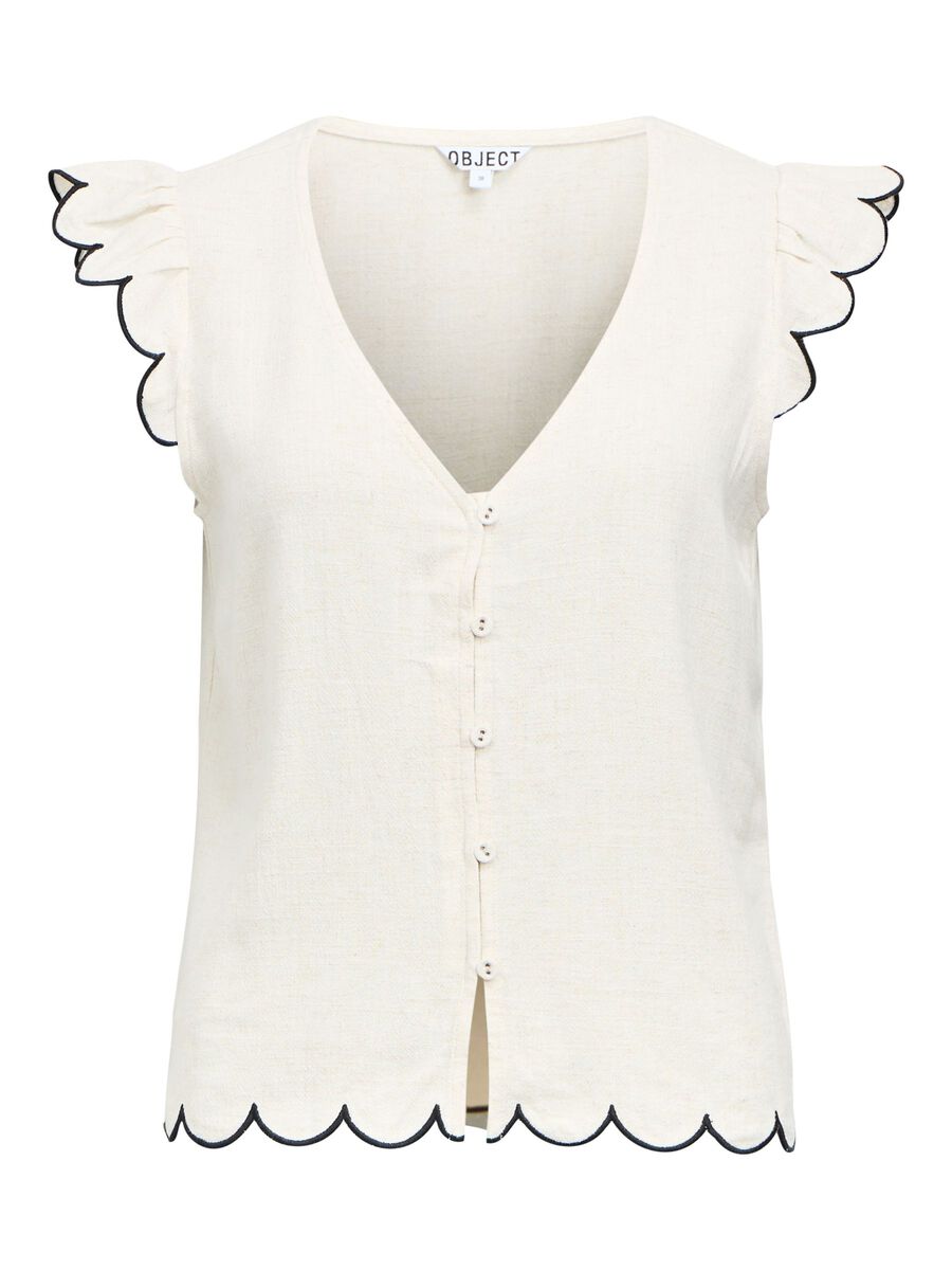 Carousel image -  V-NECK TOP, Sandshell | 1