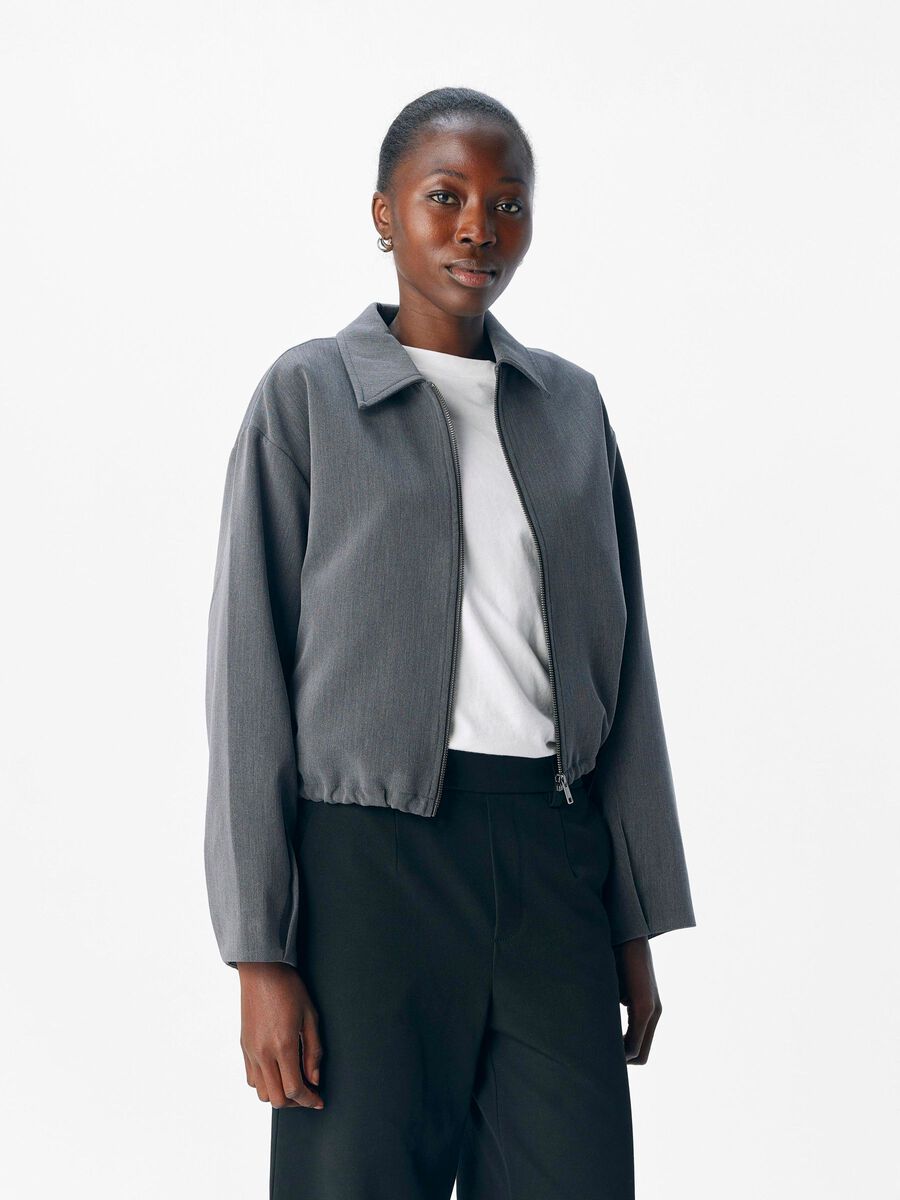 Carousel image - LÖS PASSFORM BOMBERJACKA, Medium Grey Melange | 2