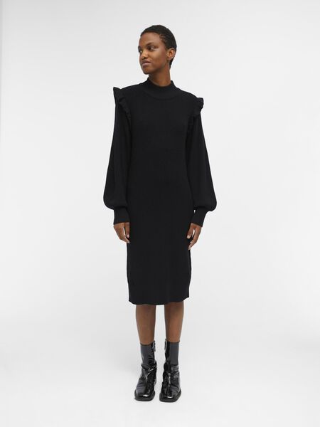 Object Collectors Item RUFFLED KNITTED DRESS, Black, highres - 23043056_Black_003.jpg