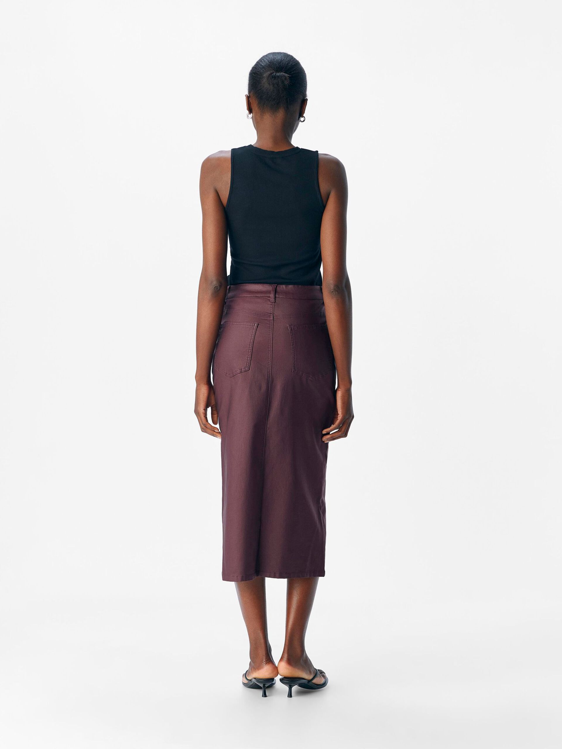 Carousel image - COATED MIDI SKIRT, Mauve Wine | 3