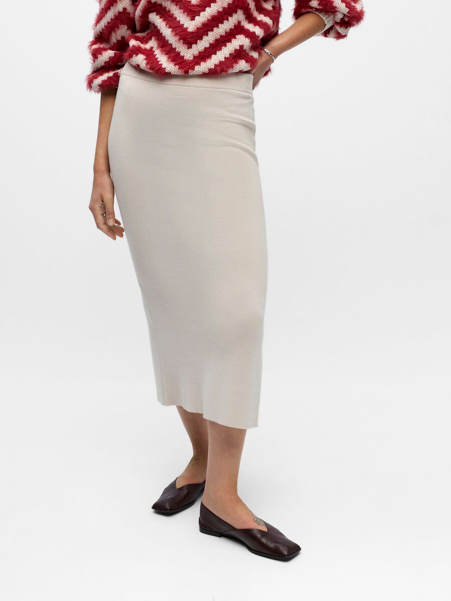 Product carousel image - KNITTED MAXI SKIRT, Silver Gray | 1