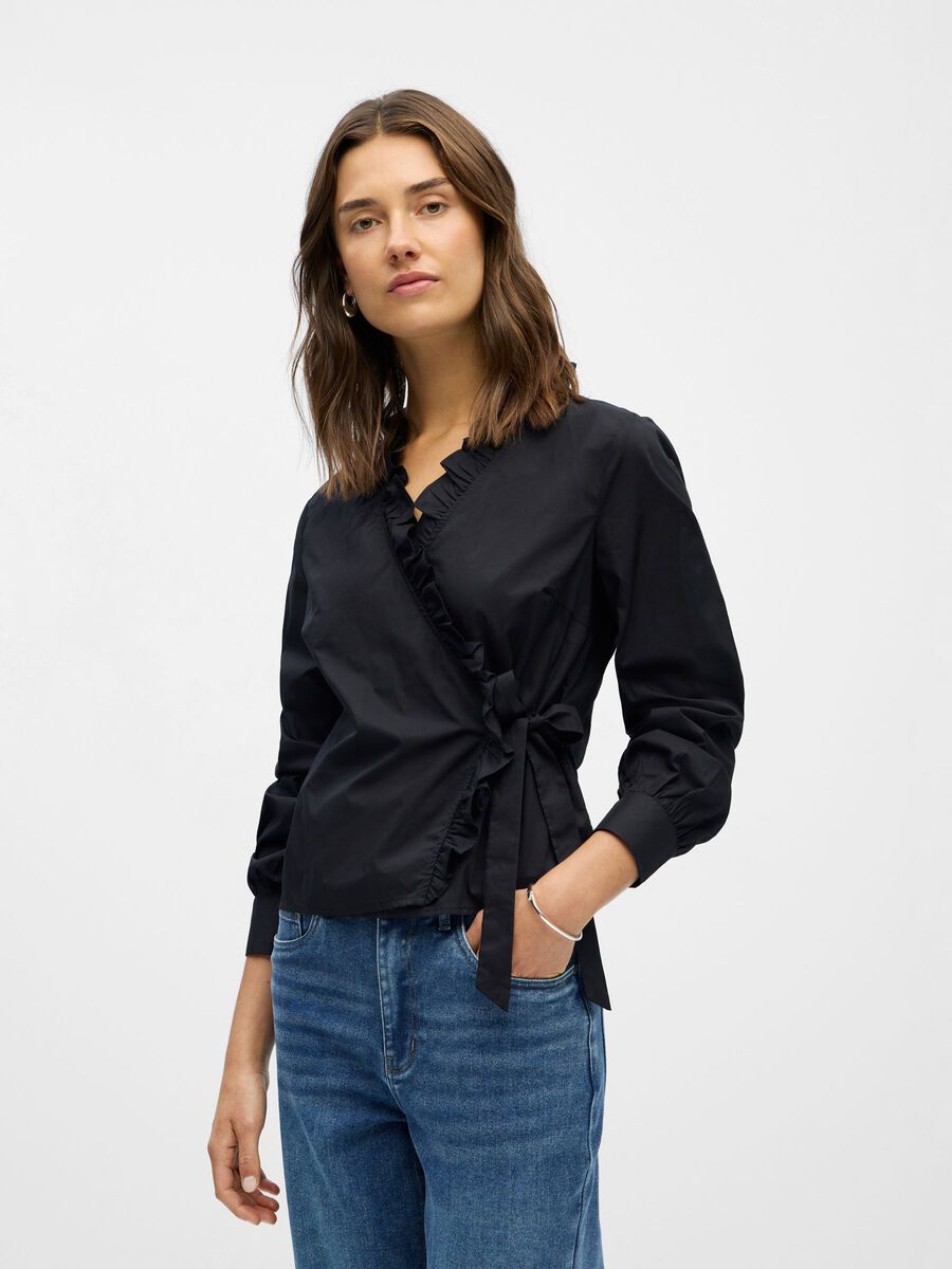 Product carousel image - GERÜSCHTES WICKELBLUSE, Black | 1