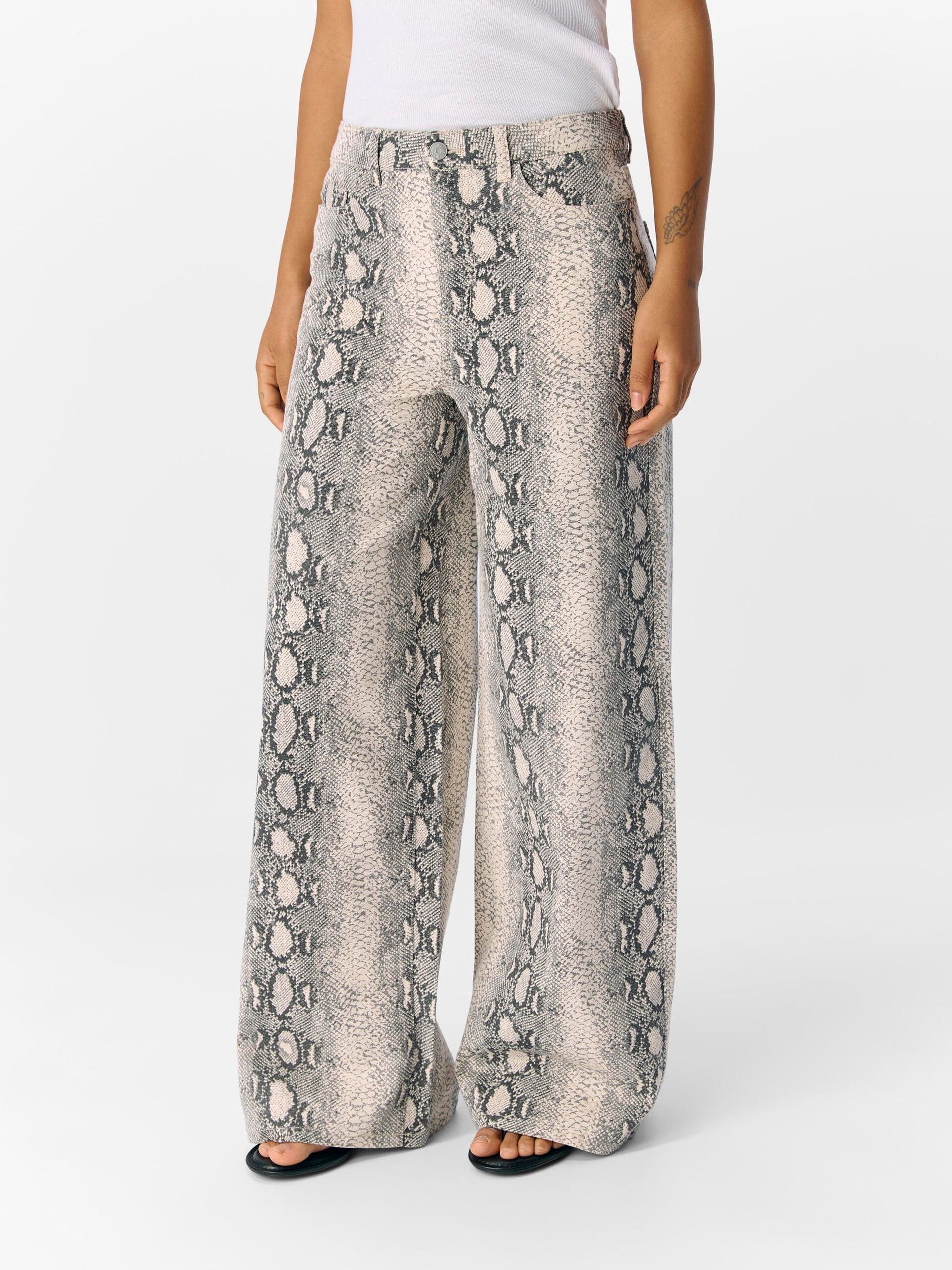 Carousel image - BEDRUKT WIDE LEG JEANS, Tofu | 3