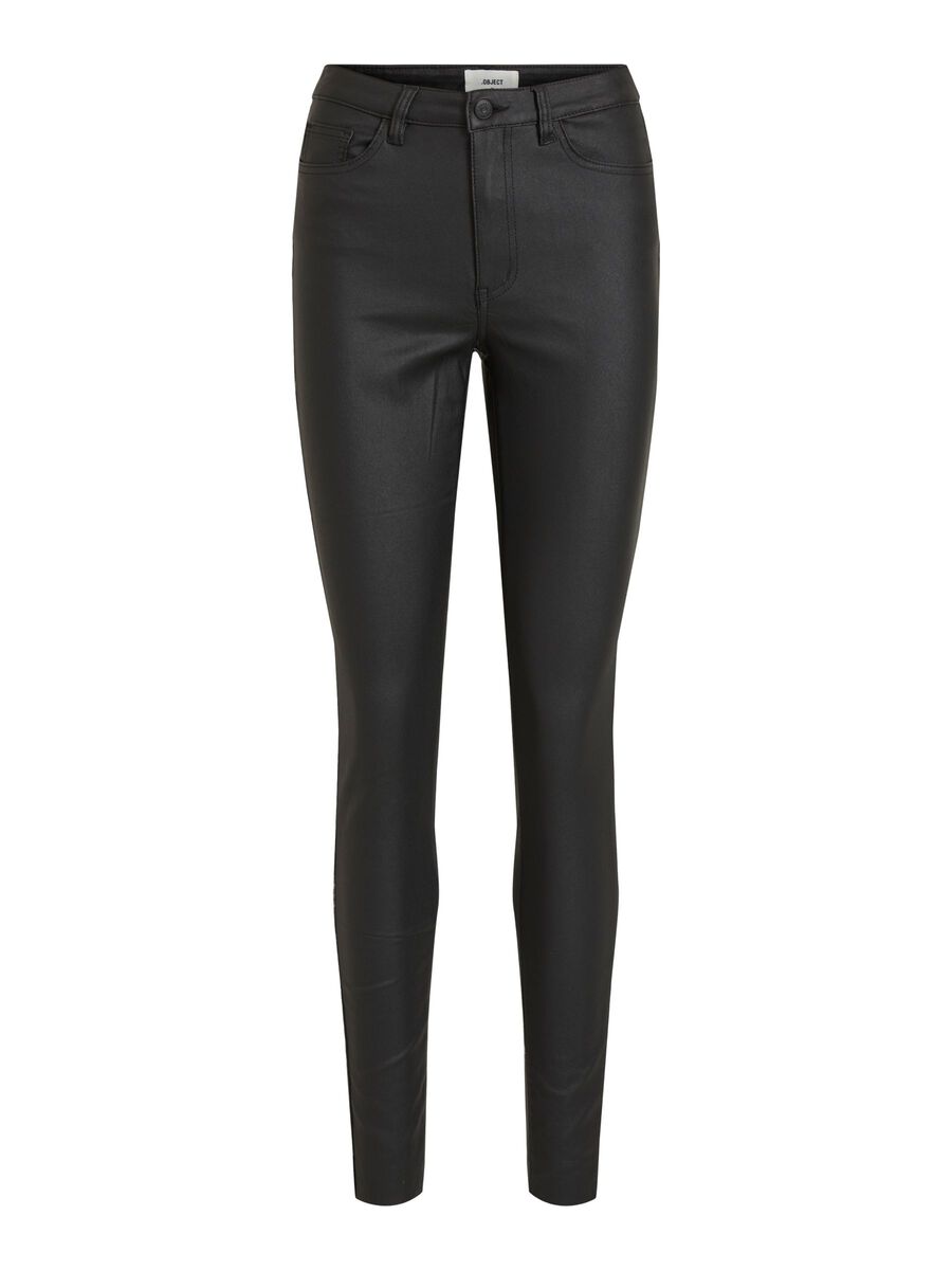 Object Collectors Item COATED SLIM FIT TROUSERS, Black, highres - 23032968_Black_001.jpg